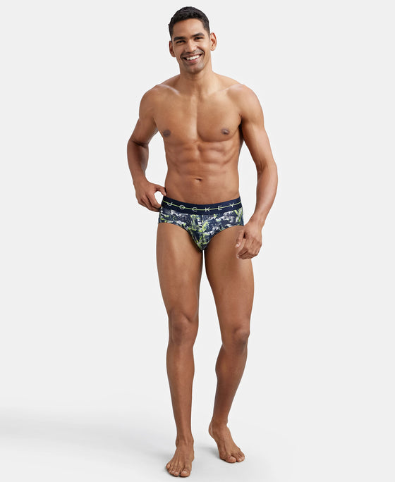 Super Combed Cotton Elastane Printed Brief with Ultrasoft Waistband - Navy-6
