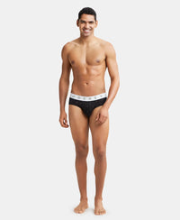 Super Combed Cotton Elastane Printed Brief with Ultrasoft Waistband - White with Black Des07-4
