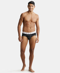 Super Combed Cotton Elastane Printed Brief with Ultrasoft Waistband - Black-4