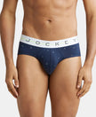 Super Combed Cotton Elastane Printed Brief with Ultrasoft Waistband - Navy-1