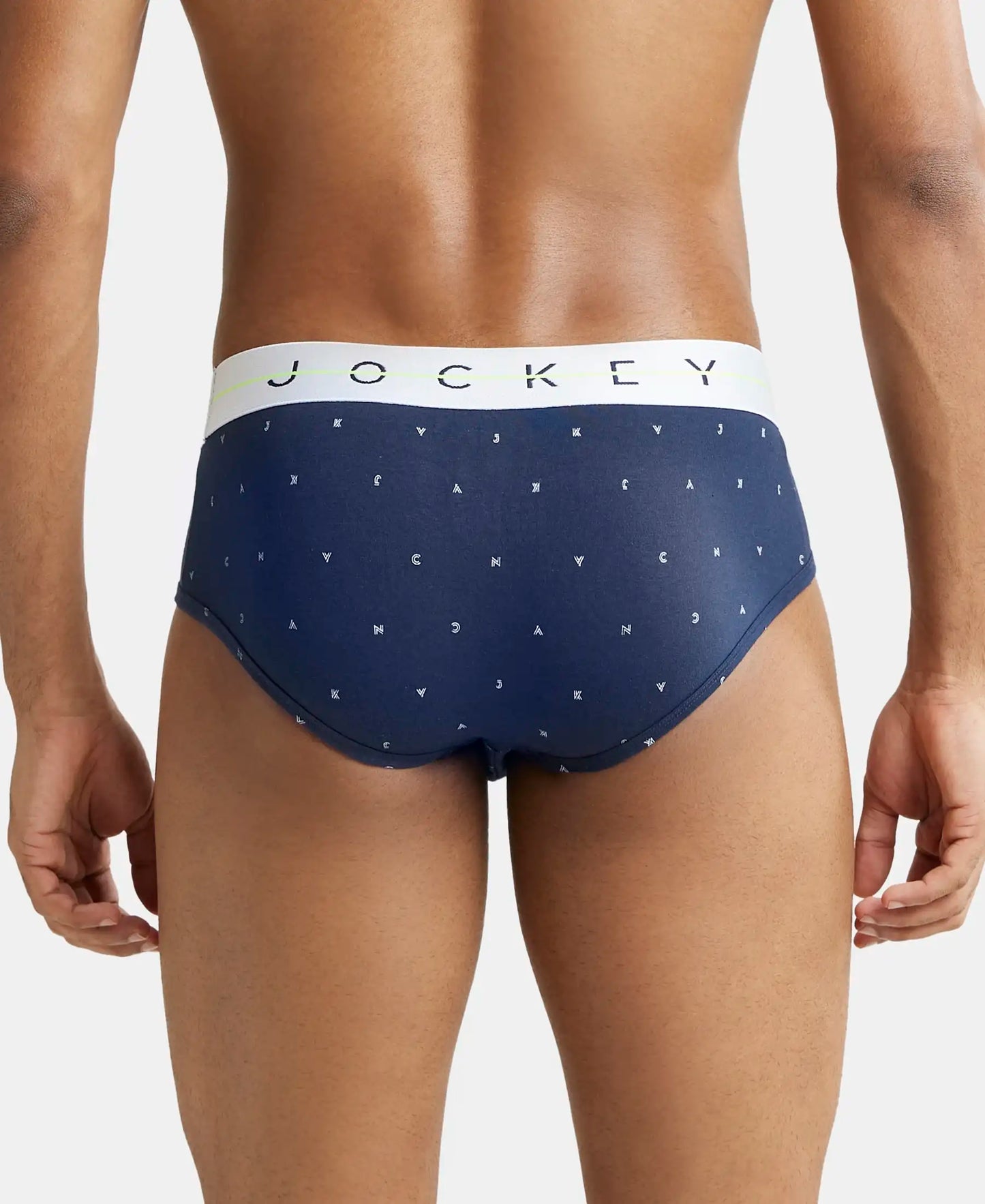 Super Combed Cotton Elastane Printed Brief with Ultrasoft Waistband - Navy-3