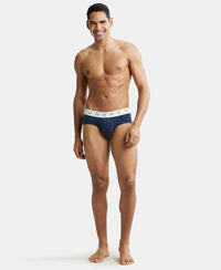 Super Combed Cotton Elastane Printed Brief with Ultrasoft Waistband - Navy-4