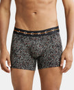 Super Combed Cotton Elastane Printed Trunk with Ultrasoft Waistband - Black-1
