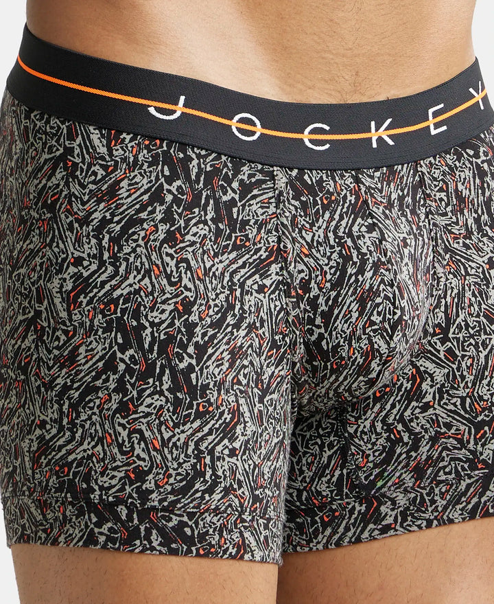 Super Combed Cotton Elastane Printed Trunk with Ultrasoft Waistband - Black-6