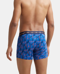 Super Combed Cotton Elastane Printed Trunk with Ultrasoft Waistband - Navy-3
