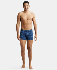 Super Combed Cotton Elastane Printed Trunk with Ultrasoft Waistband - Navy-4