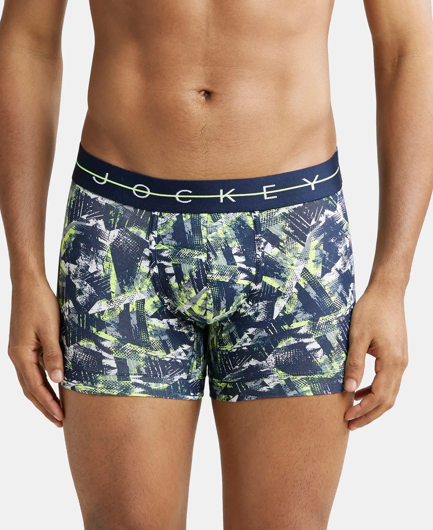 Super Combed Cotton Elastane Printed Trunk with Ultrasoft Waistband - Navy-1