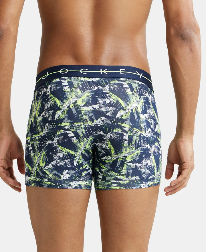 Super Combed Cotton Elastane Printed Trunk with Ultrasoft Waistband - Navy-3