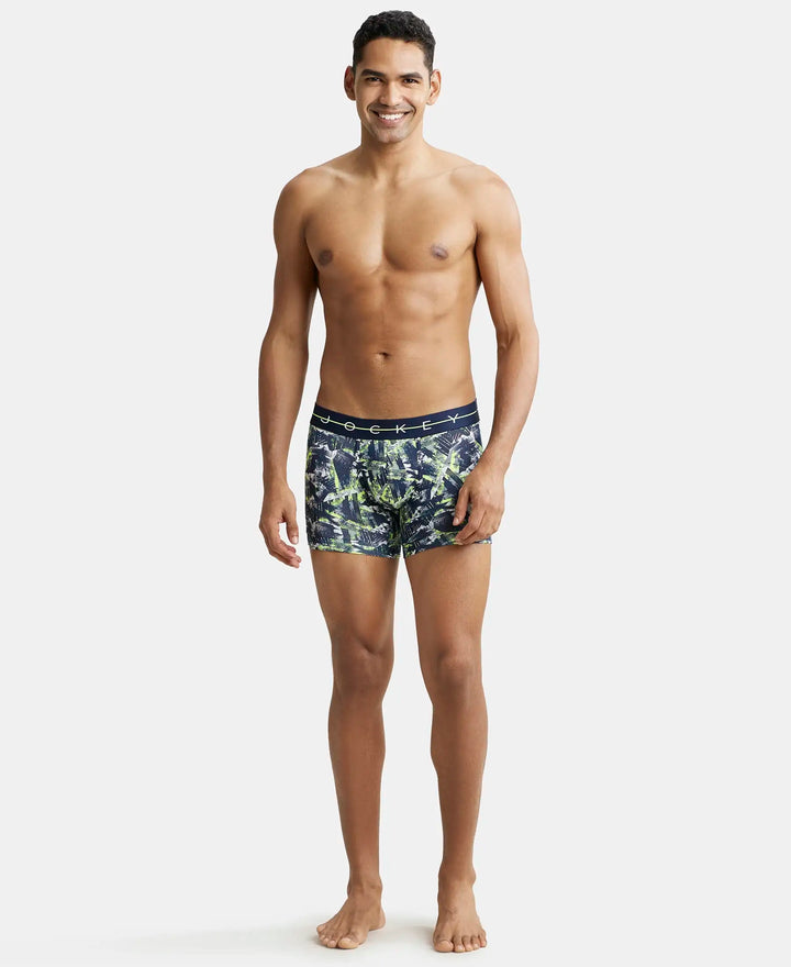 Super Combed Cotton Elastane Printed Trunk with Ultrasoft Waistband - Navy-4