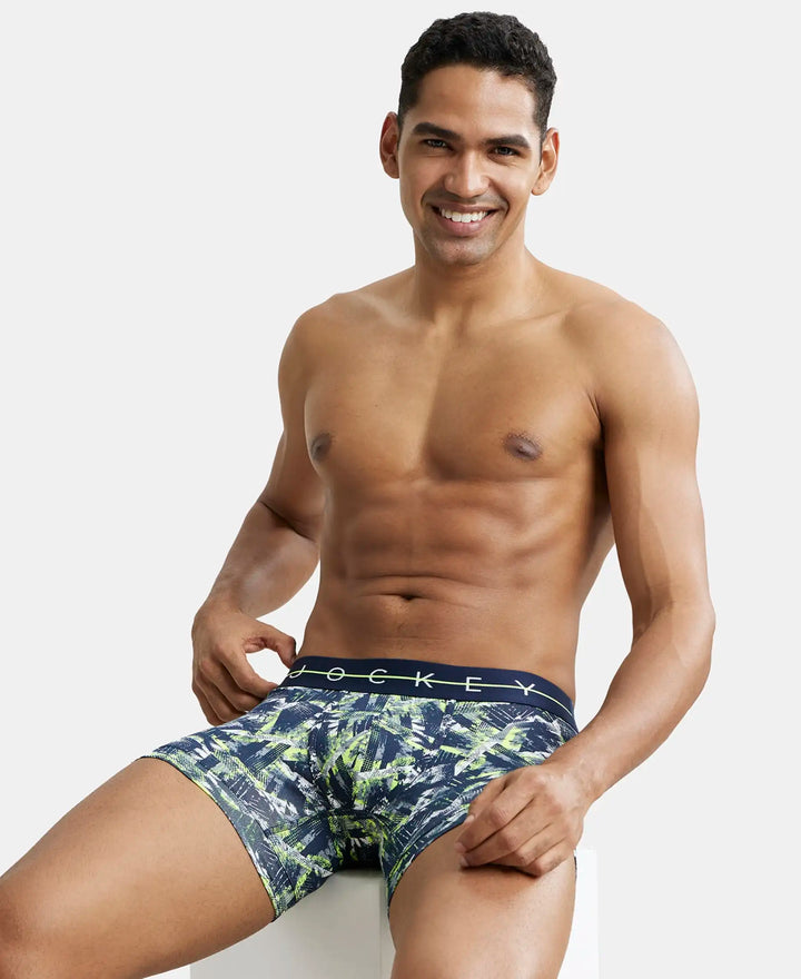 Super Combed Cotton Elastane Printed Trunk with Ultrasoft Waistband - Navy-5