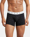 Super Combed Cotton Elastane Printed Trunk with Ultrasoft Waistband - White with Black Des07-1