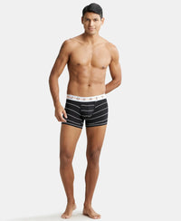 Super Combed Cotton Elastane Printed Trunk with Ultrasoft Waistband - Black-4
