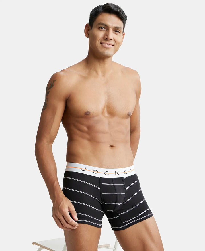 Super Combed Cotton Elastane Printed Trunk with Ultrasoft Waistband - Black-5
