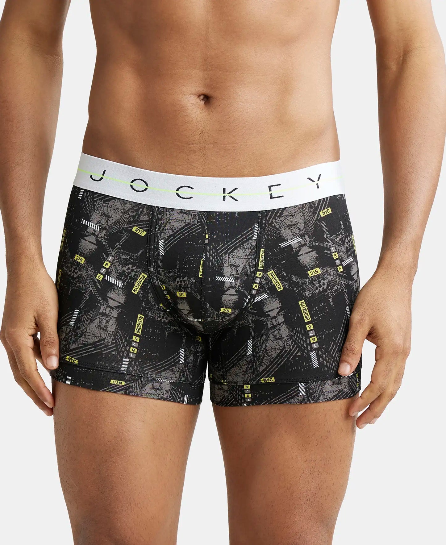 Super Combed Cotton Elastane Printed Trunk with Ultrasoft Waistband - Black-1