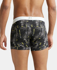 Super Combed Cotton Elastane Printed Trunk with Ultrasoft Waistband - Black-3