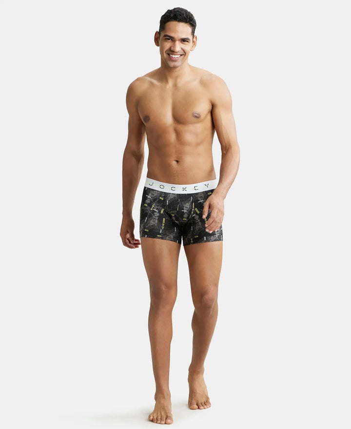 Super Combed Cotton Elastane Printed Trunk with Ultrasoft Waistband - Black-4