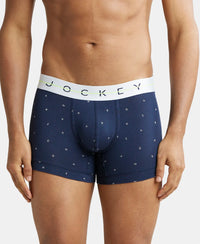 Super Combed Cotton Elastane Printed Trunk with Ultrasoft Waistband - Navy-1