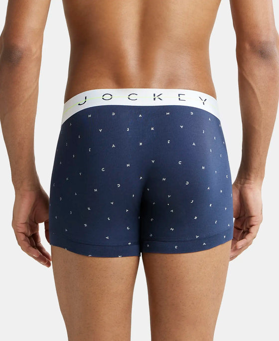 Super Combed Cotton Elastane Printed Trunk with Ultrasoft Waistband - Navy-3