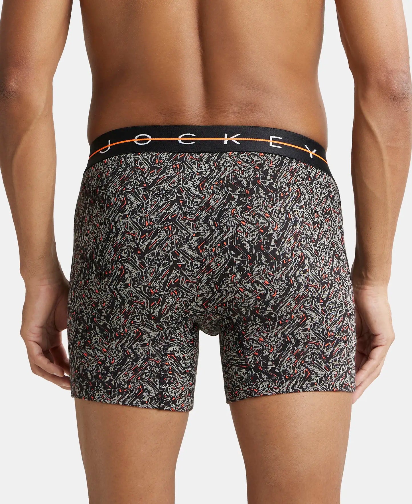 Super Combed Cotton Elastane Printed Boxer Brief with Ultrasoft Waistband - Black-3