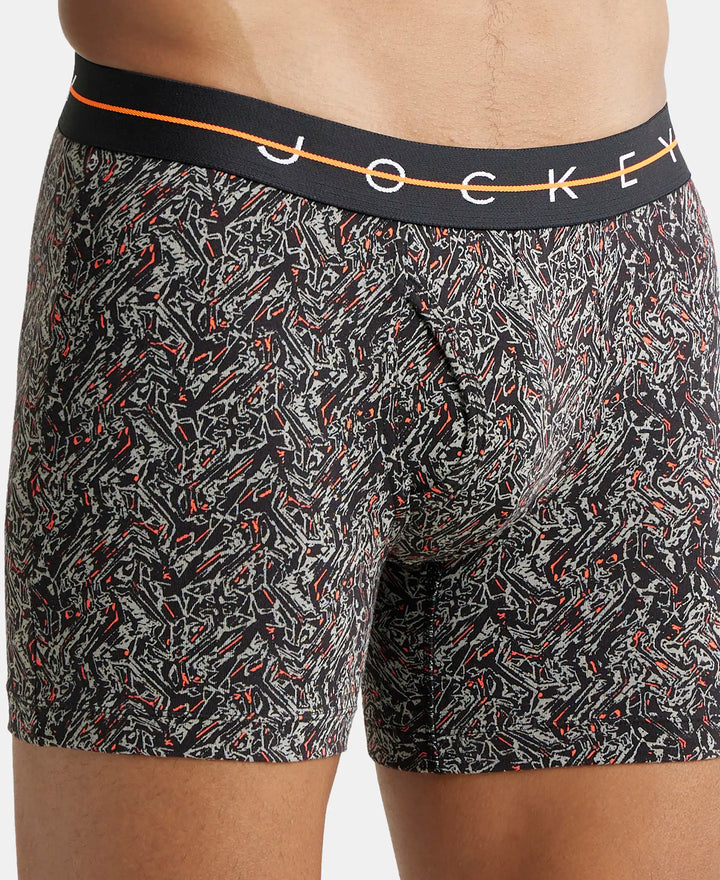 Super Combed Cotton Elastane Printed Boxer Brief with Ultrasoft Waistband - Black-6