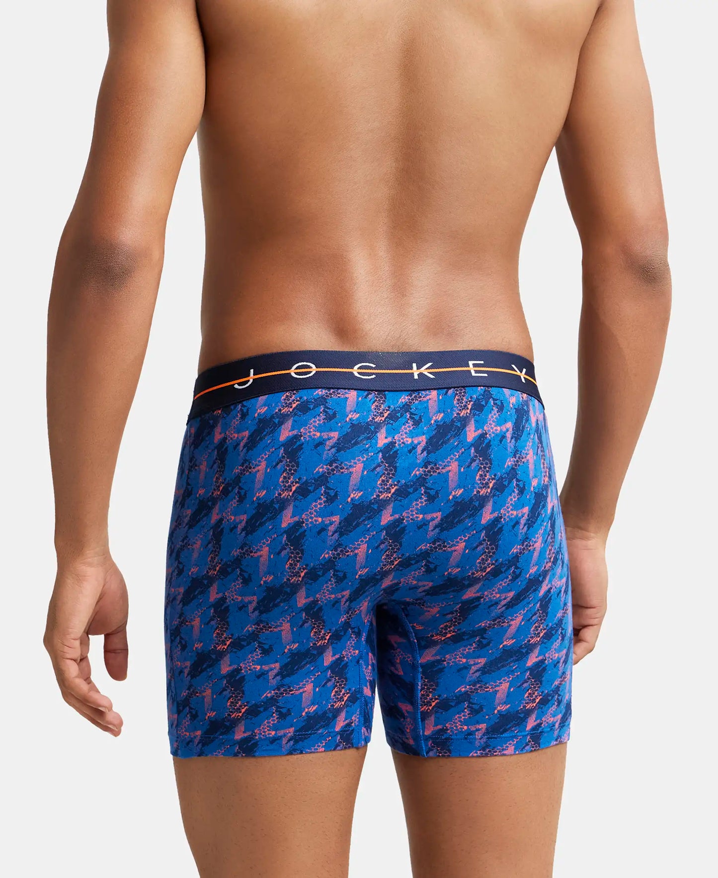 Super Combed Cotton Elastane Printed Boxer Brief with Ultrasoft Waistband - Navy-3