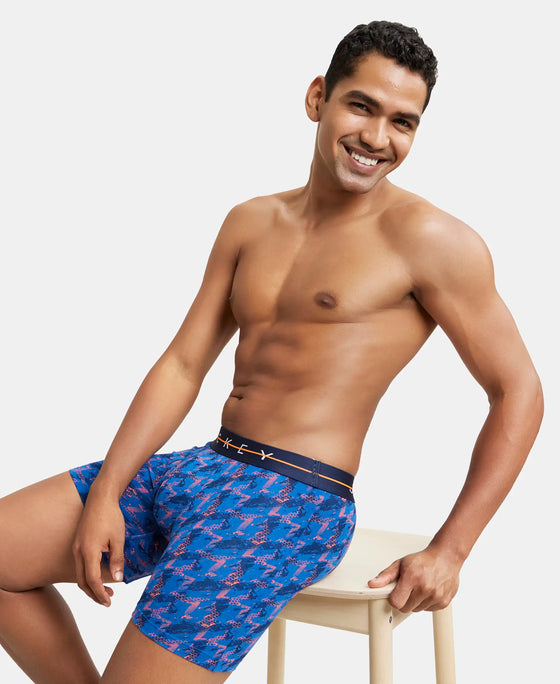 Super Combed Cotton Elastane Printed Boxer Brief with Ultrasoft Waistband - Navy-5