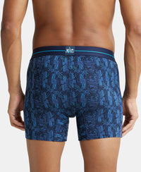 Super Combed Cotton Elastane Printed Boxer Brief with Ultrasoft Waistband - Navy-3