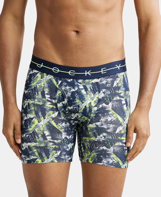 Super Combed Cotton Elastane Printed Boxer Brief with Ultrasoft Waistband - Navy-1