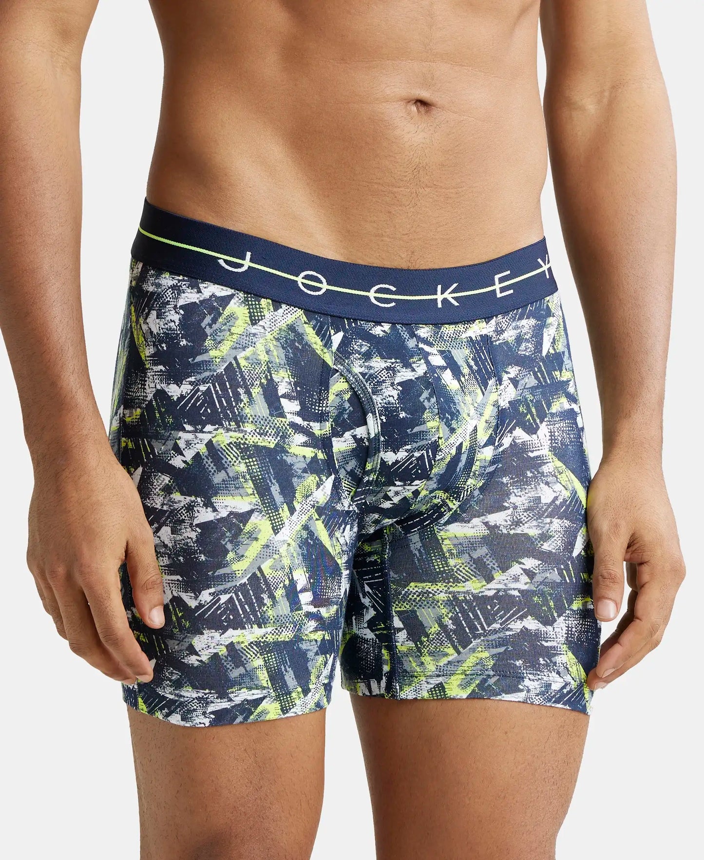 Super Combed Cotton Elastane Printed Boxer Brief with Ultrasoft Waistband - Navy-2