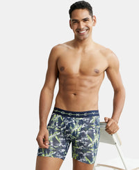 Super Combed Cotton Elastane Printed Boxer Brief with Ultrasoft Waistband - Navy-5