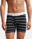 Super Combed Cotton Elastane Printed Boxer Brief with Ultrasoft Waistband - Black with White Des02-1