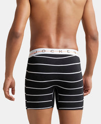 Super Combed Cotton Elastane Printed Boxer Brief with Ultrasoft Waistband - Black with White Des02-3
