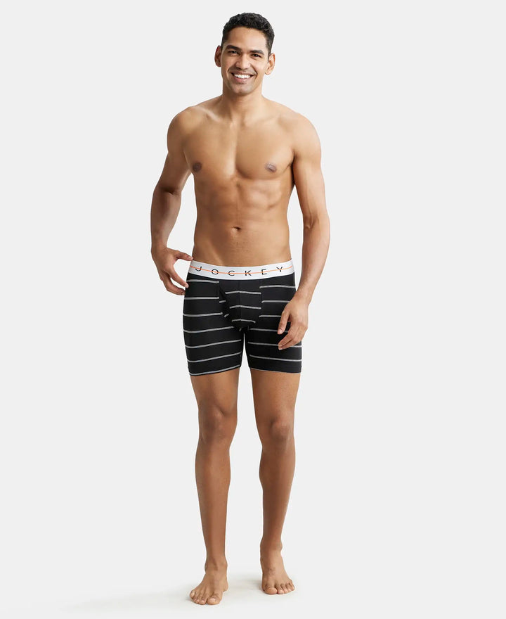 Super Combed Cotton Elastane Printed Boxer Brief with Ultrasoft Waistband - Black-4