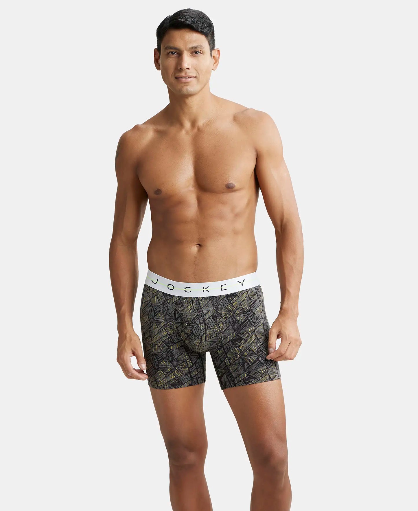Super Combed Cotton Elastane Printed Boxer Brief with Ultrasoft Waistband - Black-6