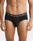 Super Combed Cotton Elastane Solid Brief with Ultrasoft Waistband - Black-1