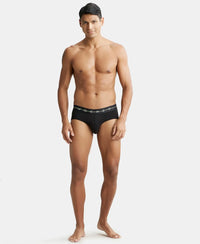 Super Combed Cotton Elastane Solid Brief with Ultrasoft Waistband - Black-4