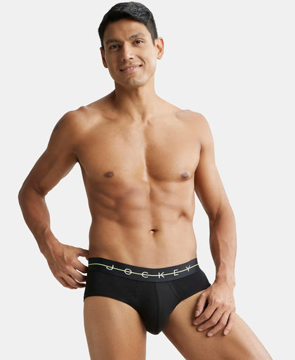 Super Combed Cotton Elastane Solid Brief with Ultrasoft Waistband - Black-5