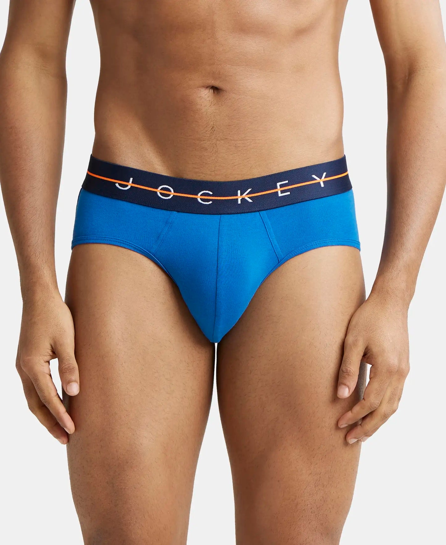 Super Combed Cotton Elastane Solid Brief with Ultrasoft Waistband - Classic Blue-1