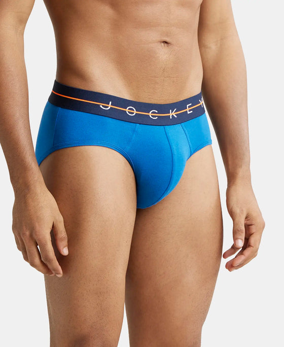 Super Combed Cotton Elastane Solid Brief with Ultrasoft Waistband - Classic Blue-2