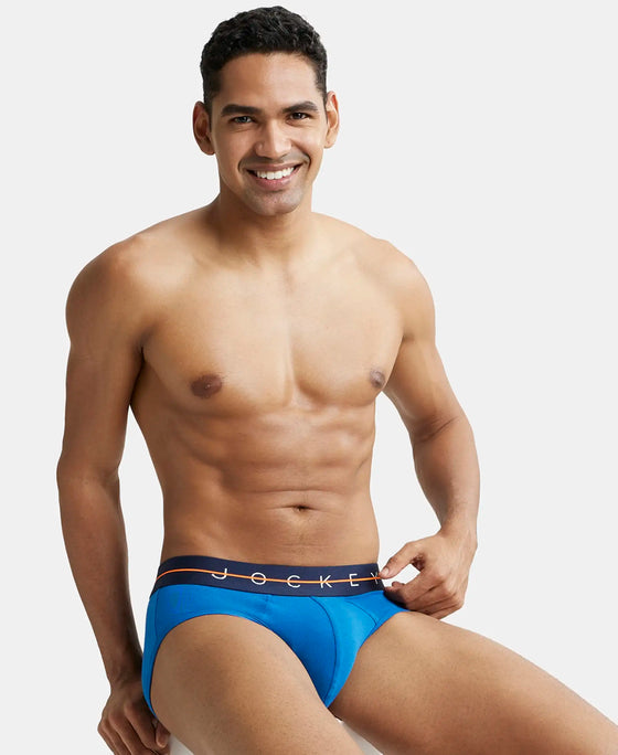Super Combed Cotton Elastane Solid Brief with Ultrasoft Waistband - Classic Blue-5