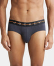 Super Combed Cotton Elastane Solid Brief with Ultrasoft Waistband - Graphite-1