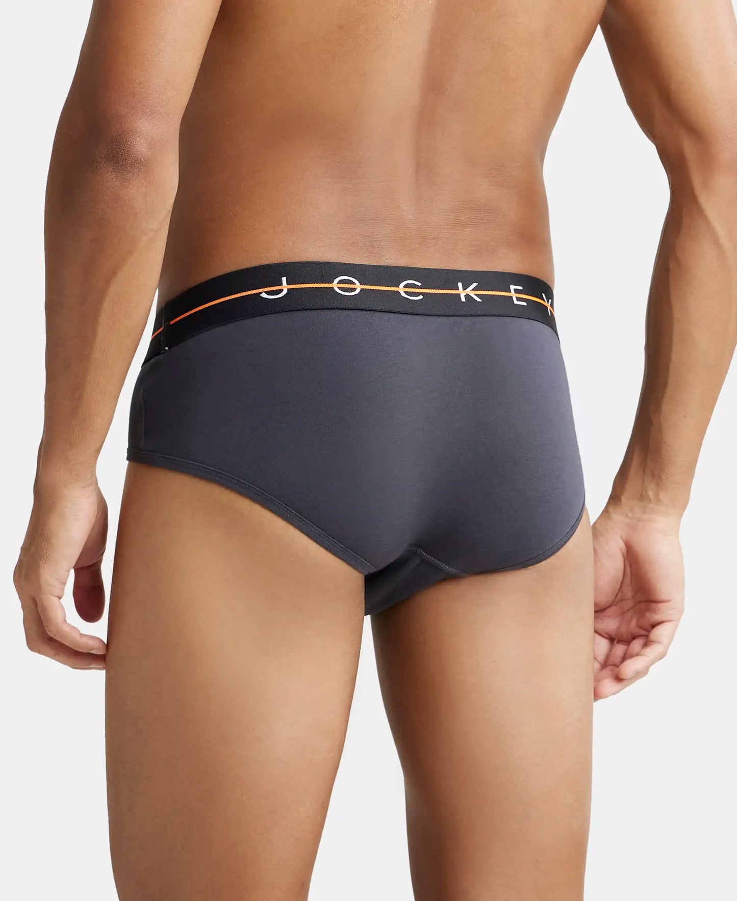Super Combed Cotton Elastane Solid Brief with Ultrasoft Waistband - Graphite-3