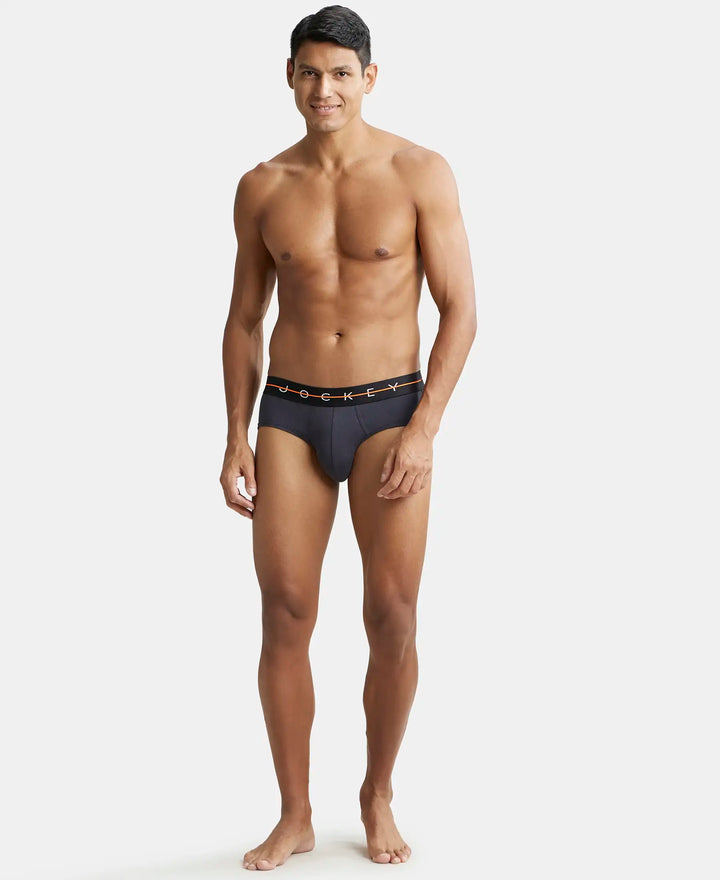 Super Combed Cotton Elastane Solid Brief with Ultrasoft Waistband - Graphite-4