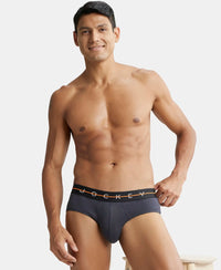 Super Combed Cotton Elastane Solid Brief with Ultrasoft Waistband - Graphite-5