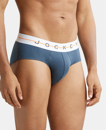 Super Combed Cotton Elastane Solid Brief with Ultrasoft Waistband - Mid Night Navy-2