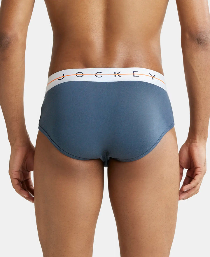 Super Combed Cotton Elastane Solid Brief with Ultrasoft Waistband - Mid Night Navy-3
