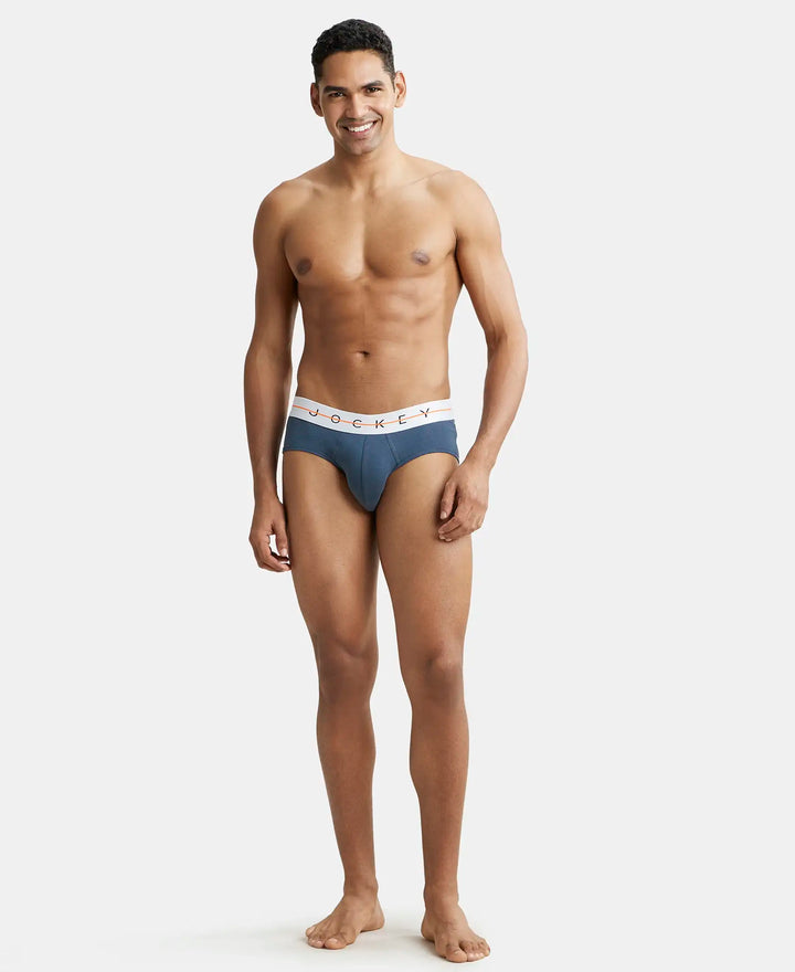 Super Combed Cotton Elastane Solid Brief with Ultrasoft Waistband - Mid Night Navy-4
