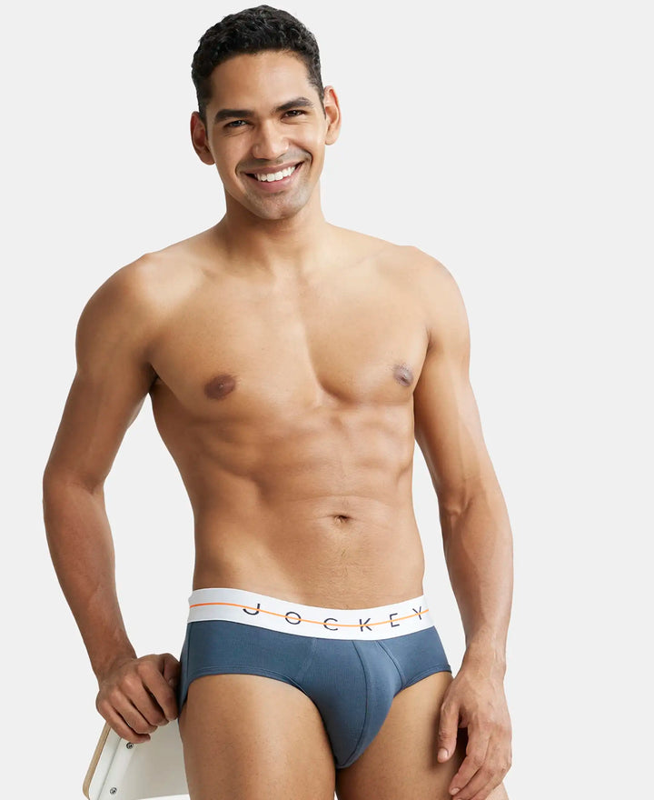 Super Combed Cotton Elastane Solid Brief with Ultrasoft Waistband - Mid Night Navy-5