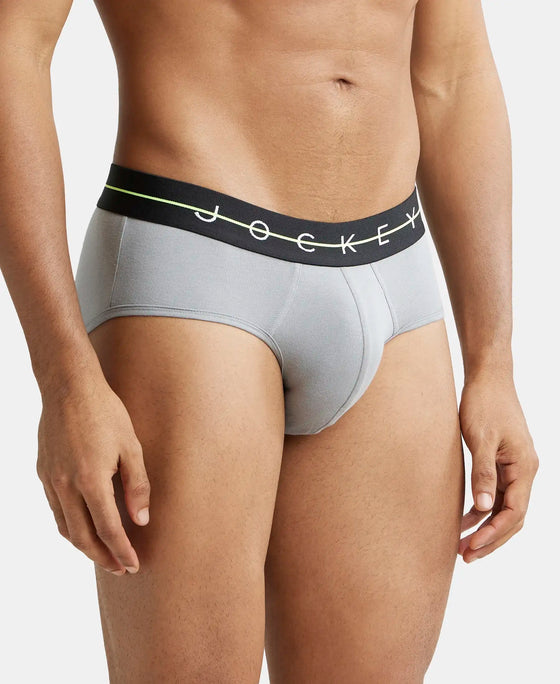 Super Combed Cotton Elastane Solid Brief with Ultrasoft Waistband - Monument-2
