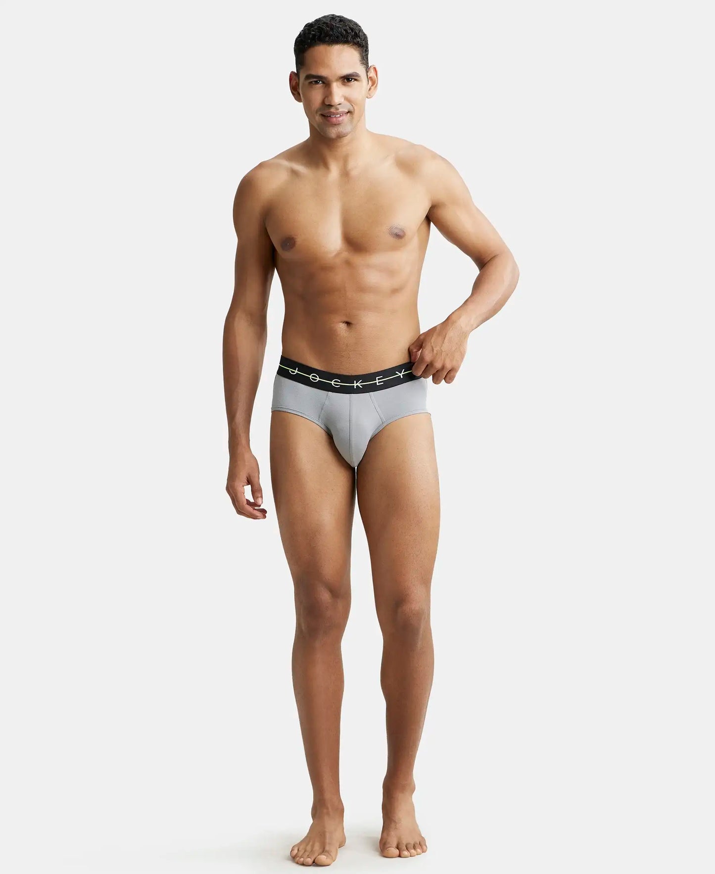 Super Combed Cotton Elastane Solid Brief with Ultrasoft Waistband - Monument-4